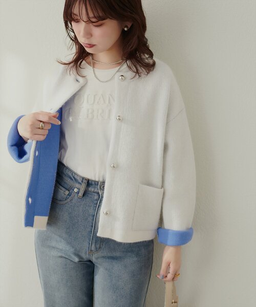 「natural couture」 ニットカーディガン FREE モカ レディース_画像3