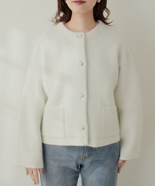「natural couture」 ニットカーディガン FREE モカ レディース_画像6