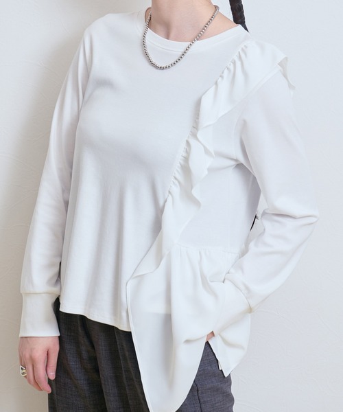LHELBIE（レルビエ） tシャツ フリルロンT レディース : ZOZOTOWN 
