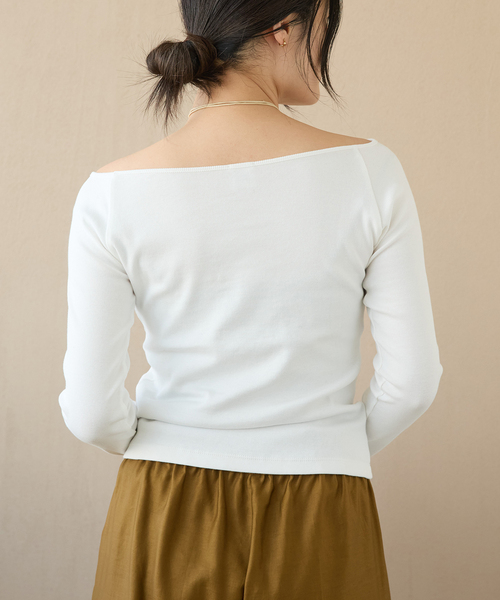 IENA LA BOUCLE コンパクトベアボートネックカット IENA LA BOUCLE コンパクトベアボートネックカット（Tシャツ