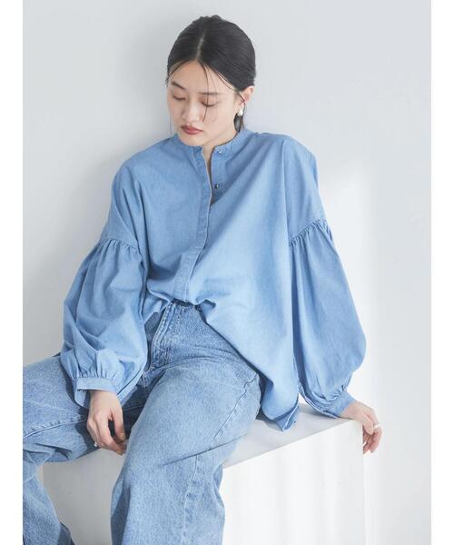 「AMERICAN HOLIC」 長袖ブラウス M インディゴブルー レディース_画像3