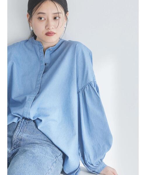 「AMERICAN HOLIC」 長袖ブラウス M インディゴブルー レディース_画像6