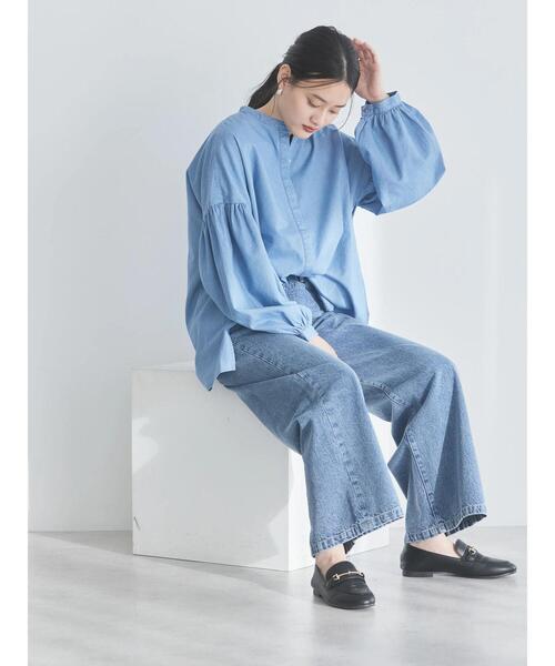 「AMERICAN HOLIC」 長袖ブラウス M インディゴブルー レディース_画像8