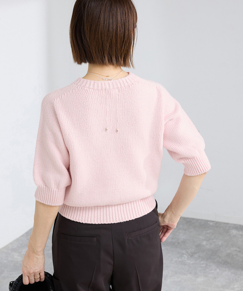 【美品】IENA イエナ ウールデザインプルオーバー ニット ピンク IENA（イエナ） ニット セーター POLISHコットンプルオーバー