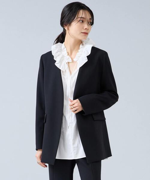 極美品】Liesse 麻100% ノーカラーコート グレージュ L ジャケット 