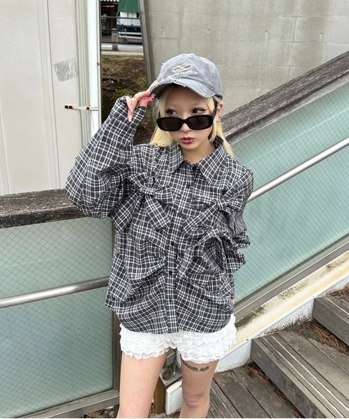 「sedacle girl」 長袖シャツ FREE ダークグリーン レディース_画像3