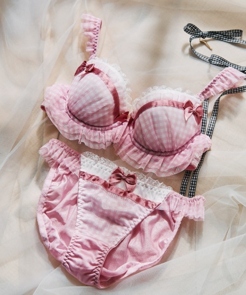 PEACH JOHN★ガーリーギンガムチェックショーツ★フリルリボンパンツ下着M PEACH JOHN - PEACH JOHN☆ガーリーギンガムチェックショーツ☆フリル