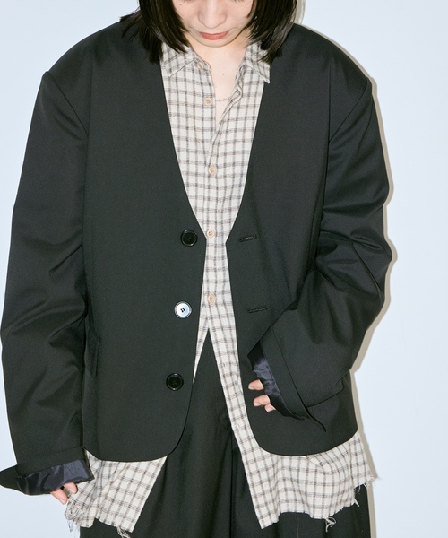 「CITYSHOP」 ノーカラージャケット 36 ブラック レディースの画像