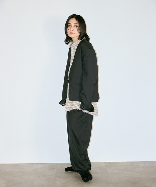 「CITYSHOP」 ノーカラージャケット 36 ブラック レディースの画像