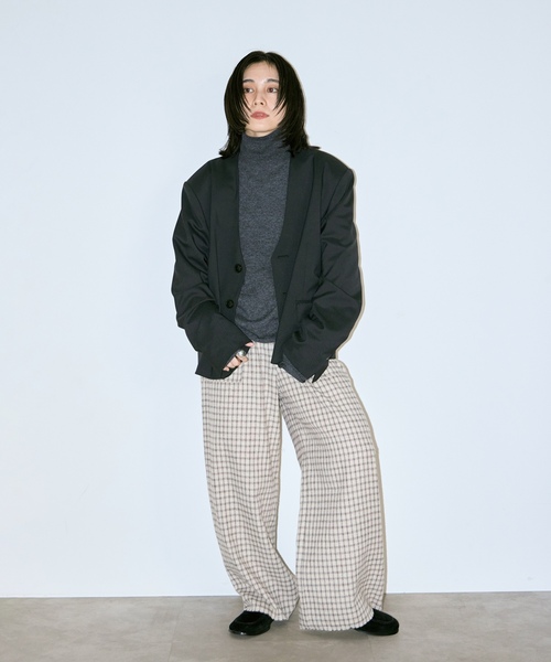「CITYSHOP」 ノーカラージャケット 36 ブラック レディースの画像