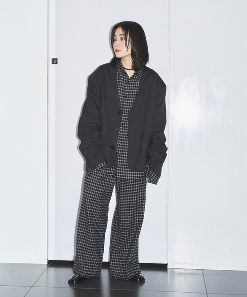 「CITYSHOP」 ノーカラージャケット 36 ブラック レディースの画像