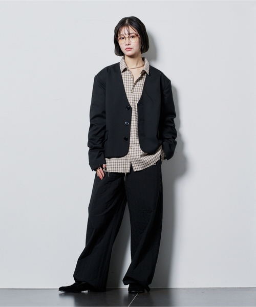 「CITYSHOP」 ノーカラージャケット 36 ブラック レディースの画像