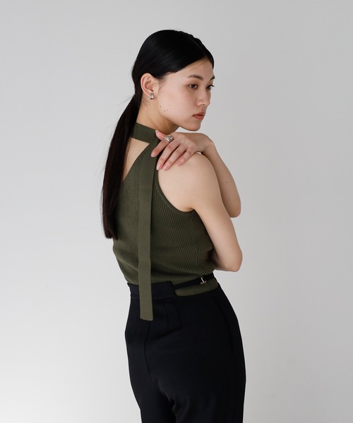 ENC タンクトップ ノースリーブ back design halter neck tank