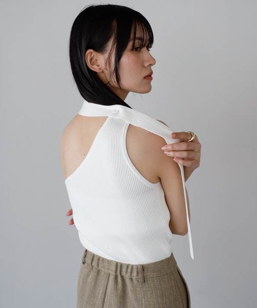 ENC タンクトップ ノースリーブ back design halter neck tank