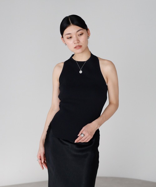 ENC タンクトップ ノースリーブ back design halter neck tank