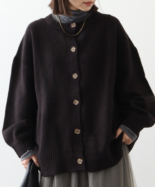 「atONE」 ニットカーディガン M～Ｌ ブラック レディース_画像4