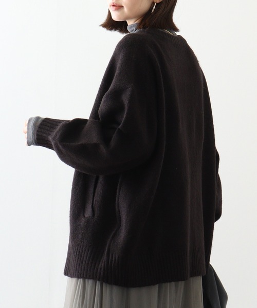 「atONE」 ニットカーディガン M～Ｌ ブラック レディース_画像5