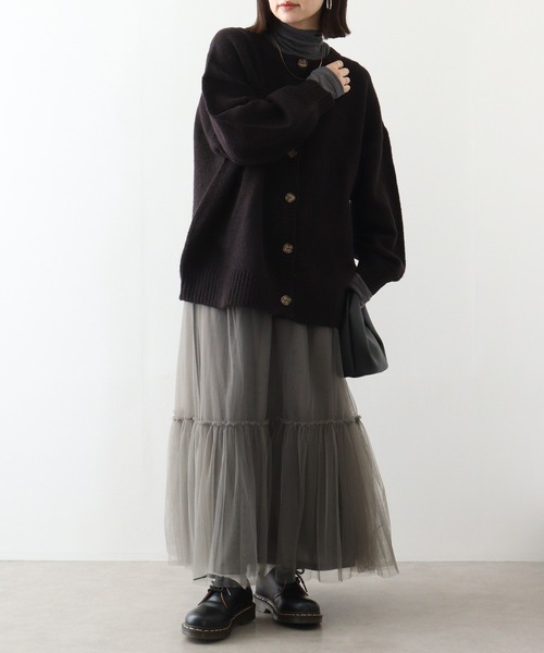 「atONE」 ニットカーディガン M～Ｌ ブラック レディース_画像8