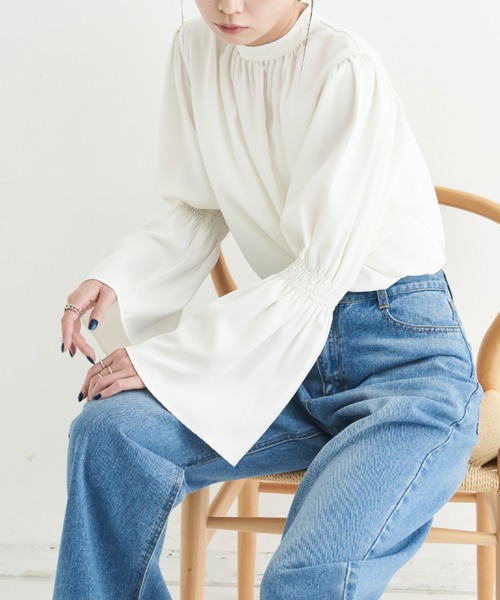 「Aunt Marie's」 長袖ブラウス FREE ブルー レディース_画像2