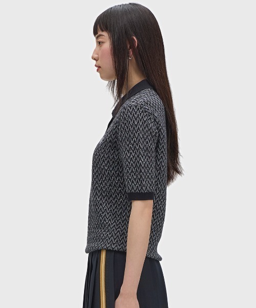 ポロシャツ ポロ Textured Knitted Shirt／テクスチャーニットポロシャツ レディースの画像