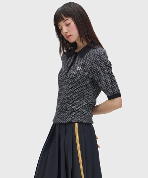ポロシャツ ポロ Textured Knitted Shirt／テクスチャーニットポロシャツ レディースの画像