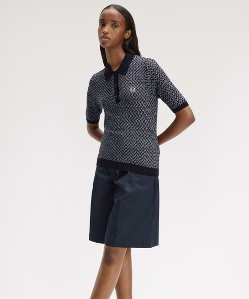 ポロシャツ ポロ Textured Knitted Shirt／テクスチャーニットポロシャツ レディースの画像