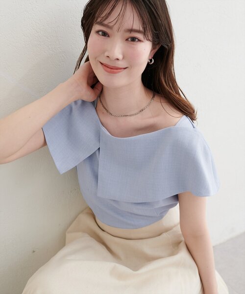 n　ブラウス natural couture ブラウス シャツ アシメカラーオフショルブラウス