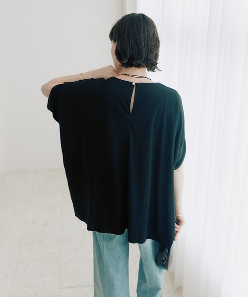 tシャツ 「吸水速乾/遮熱/接触冷感/洗濯機洗い可」クールタッチポンチョカットソー レディースの画像