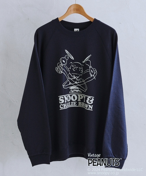 「Vintage PEANUTS」 スウェットカットソー MEDIUM アイボリー メンズ_画像9