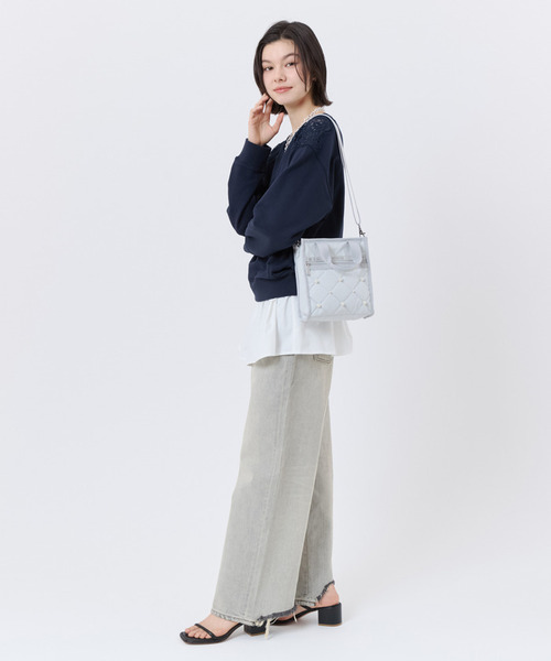 ショルダーバッグ バッグ MINI N/S TOTE W/ PEARLS ミストグレーパール レディースの画像