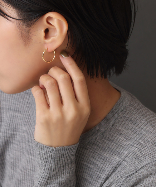 ピアス 20mmフープパイプピアス K18（両耳） レディースの画像