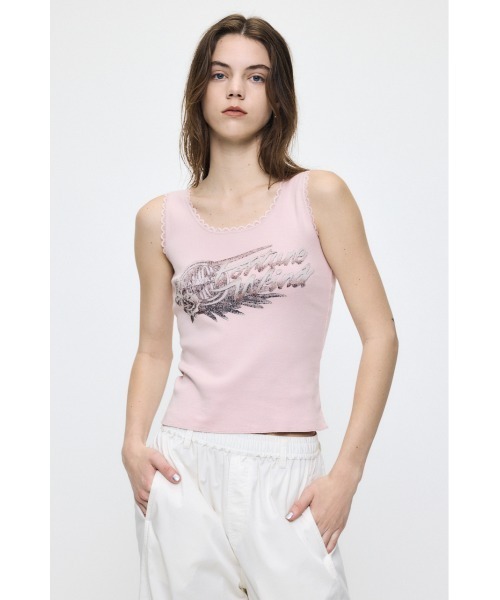 MOUSSY（マウジー） タンクトップ ノースリーブ LACE TRIM タンク