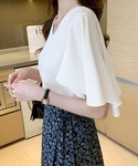 ブラウス シャツ Vネックシフォンブラウス フ...の詳細画像3