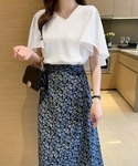 ブラウス シャツ Vネックシフォンブラウス フ...の詳細画像4