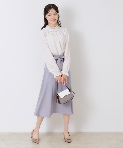 「couture brooch」 長袖ブラウス 38 ライトグレー レディース_画像2