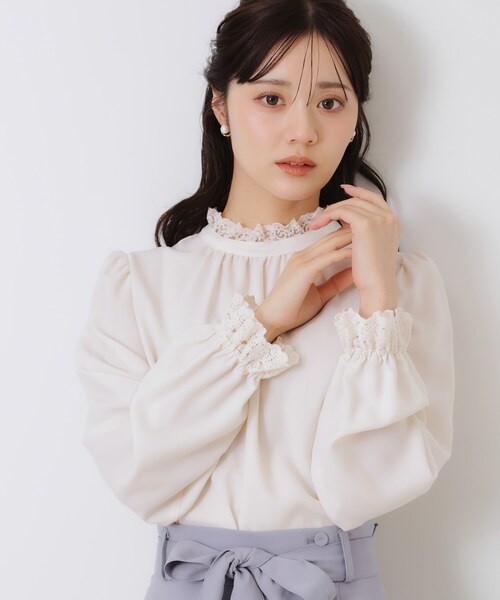 「couture brooch」 長袖ブラウス 38 ライトグレー レディース_画像5