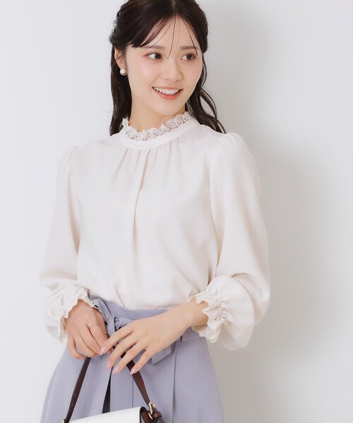 「couture brooch」 長袖ブラウス 38 ライトグレー レディース_画像6