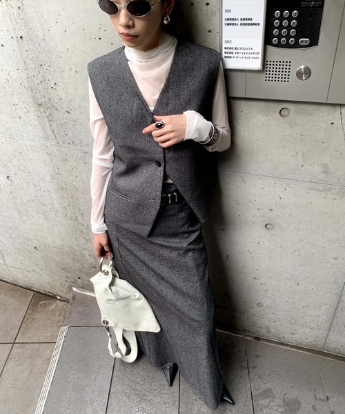 「chuclla」 ロングスカート M グレー レディース_画像3