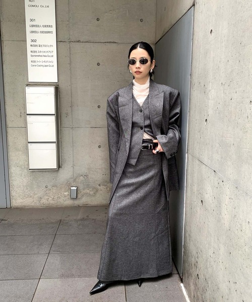 「chuclla」 ロングスカート M グレー レディース_画像8