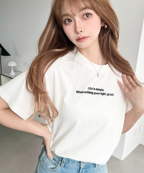 極美品♪45rpm コットン 半袖Tシャツ 白 ホワイト 日本製 ロゴ刺繍 moment+ tシャツ ロゴ刺繍半袖Tシャツ レディース : ZOZOTOWN Yahoo!店
