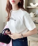 tシャツ 半袖 ロゴ刺繍半袖Tシャツ レディースの詳細画像1