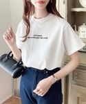 tシャツ 半袖 ロゴ刺繍半袖Tシャツ レディースの詳細画像2