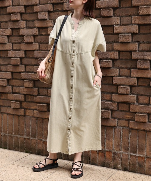 ◆MICHAA スタンドカラーシャツワンピース ◇MICHAA スタンドカラーシャツワンピース