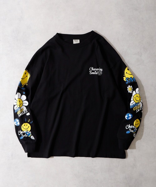 スマイリー出品 FUNALIVE tシャツ SMILEY FACE 別注 ワイドロングTシャツ メンズ