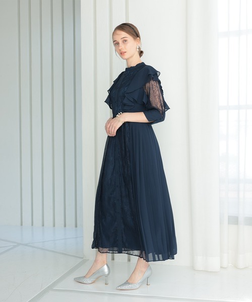 niana フリル オケージョンドレス niana（ニアナ） ドレス フリル7分袖レースドレス : ZOZOTOWN Yahoo!店