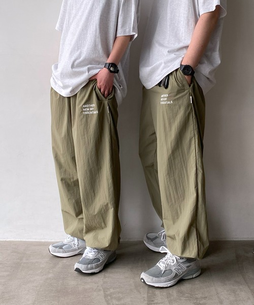 ワイドパンツ パンツ 「新色・新サイズ追加」ANMEロゴナイロンワイドパンツ「接触冷感/UVカット(UPF50＋)/撥水加工」 レディース メンズの画像