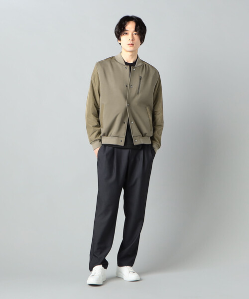 ブルゾン アウター 異素材コンビ ジャージーブルゾン メンズの画像