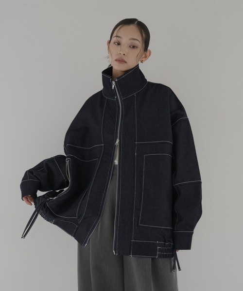 hellam　Wジップ デニム ブルゾン ジャンパー　Ｇジャン　ブラック　F hellam（ヘラム） ブルゾン アウター Wジップデニムブルゾン