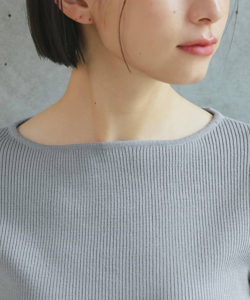 ニット+セーター Riu Summer tweed knit Ada. ニット セーター かぎ針風 ボーダー柄 サマーニット