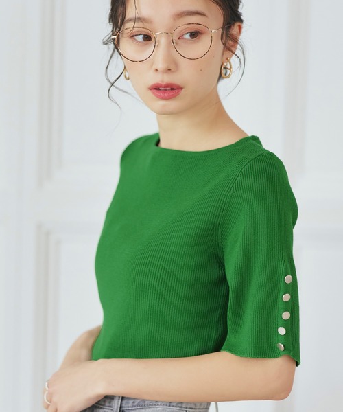 ニット+セーター Riu Summer tweed knit Ada. ニット セーター かぎ針風 ボーダー柄 サマーニット